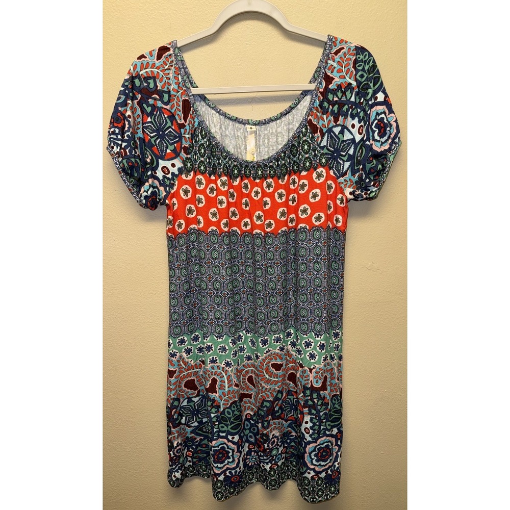 Uncle Frank Boho Shift Dress Size S Vibrant Multicolor Dopamine Resort Artsy